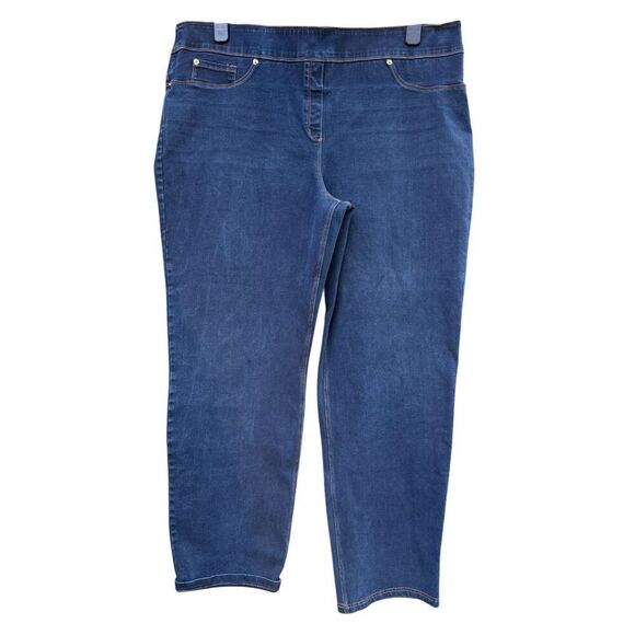 Slim Factor Investments Women's Jeans Plus Size 2X Slim Straight Pull-On Wide Wa - Picture 1 of 6